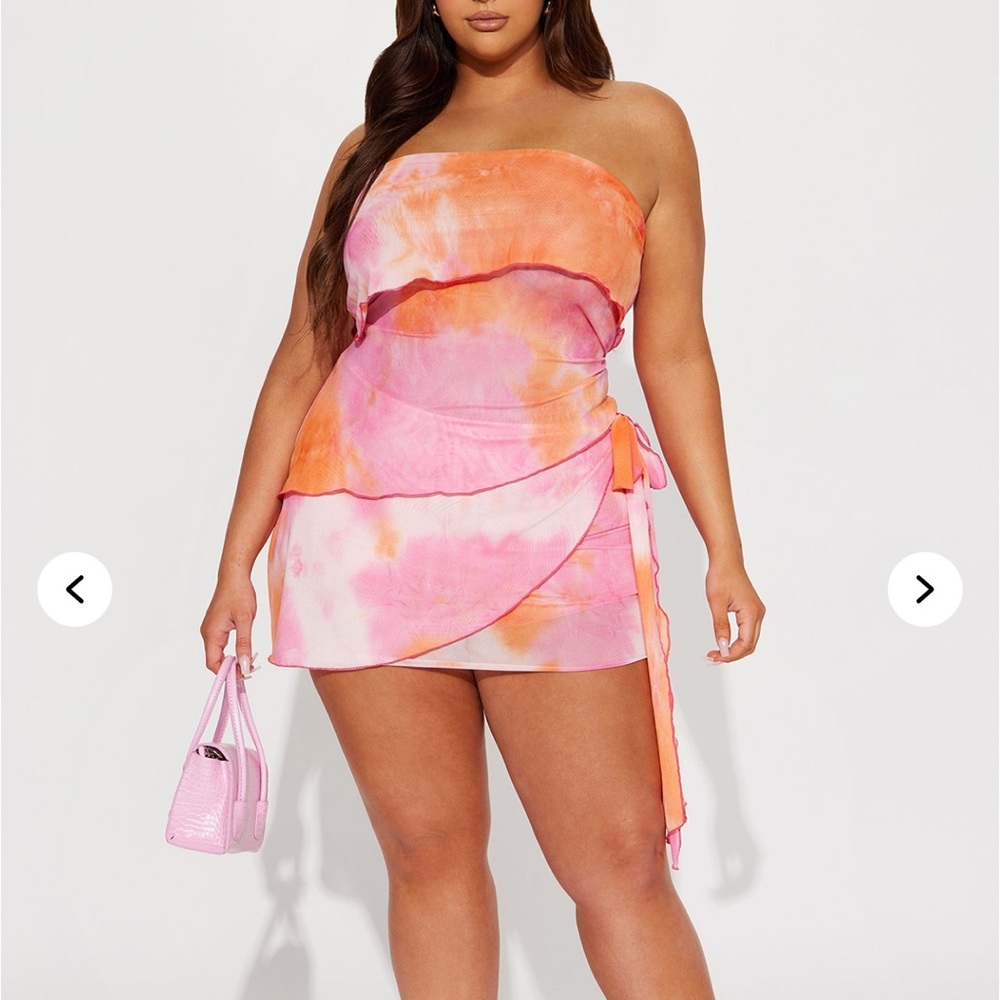 Live Your Life Mesh Skirt Set - Orange/combo